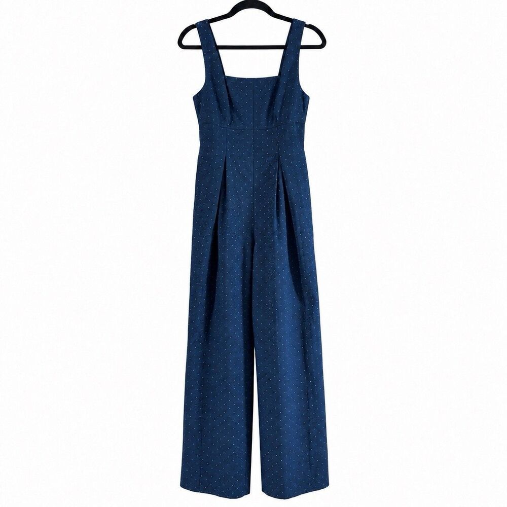 BCBG Generation Women’s Size 0 Indigo Polka Dot Wide Leg Jumpsuit NWT